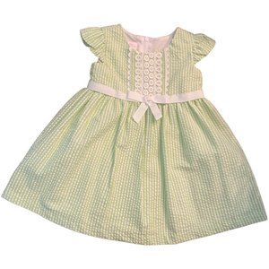 12m Bonnie Baby Green Seersucker Dress